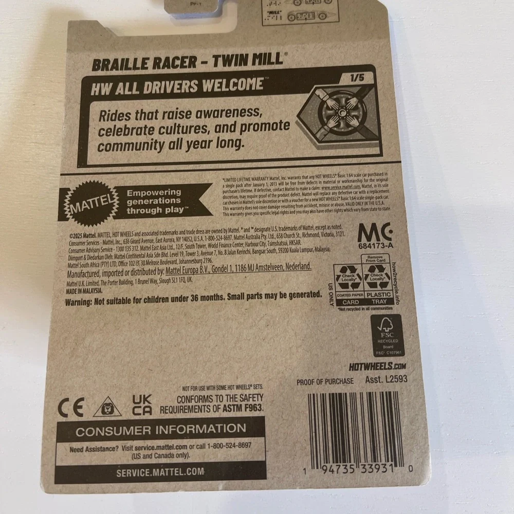 Braille Racer - Twin Mill Hot Wheels Car - Picture 5 of 6